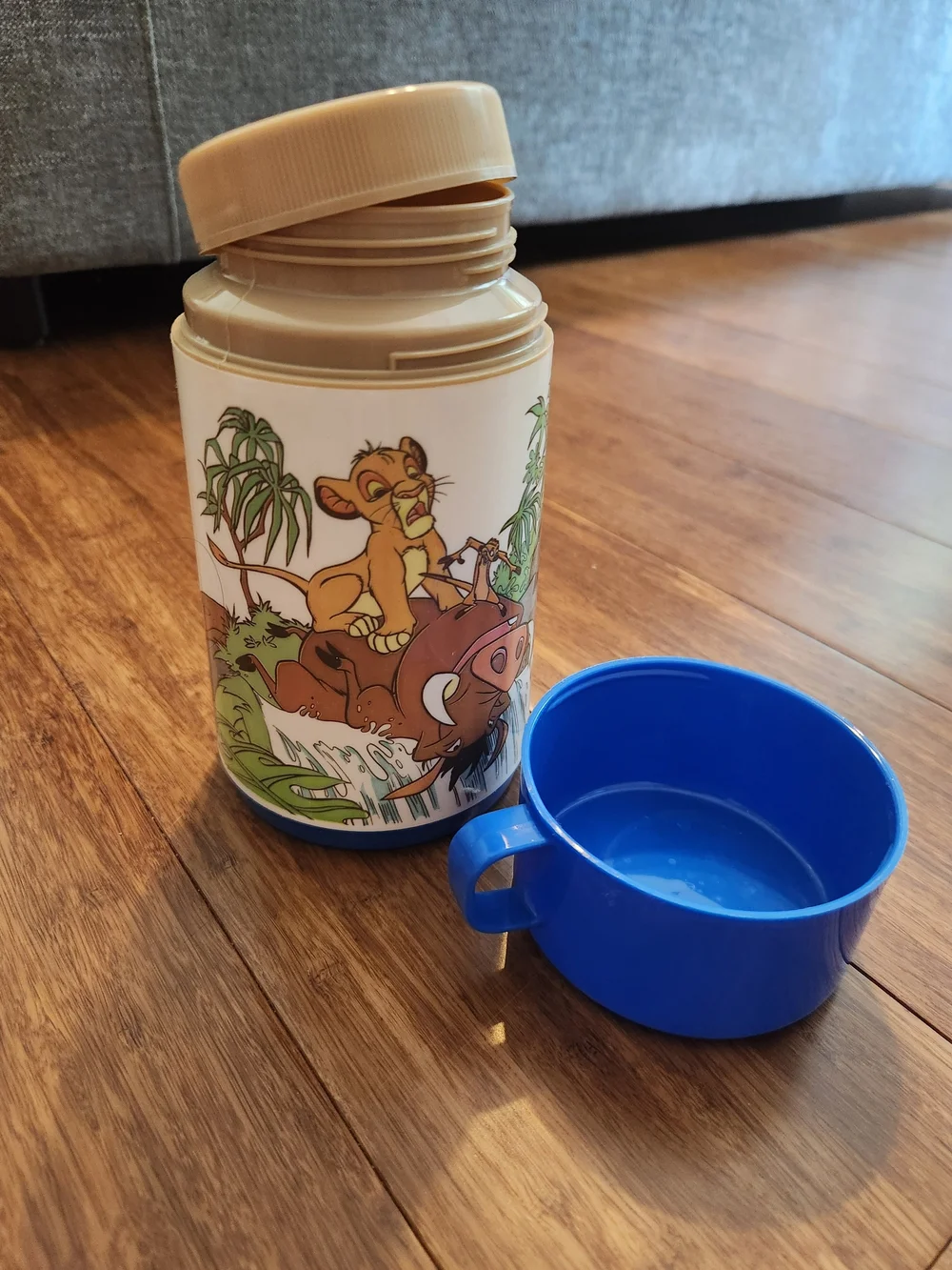 Vintage Disney The Lion King Blue Kids Lunchbox and Thermos Set Collectible